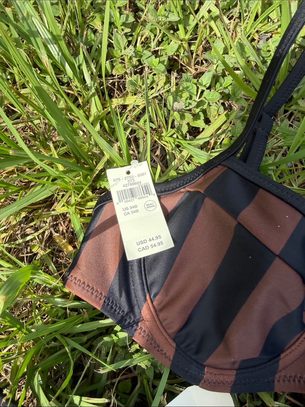 Aerie striped Black & Brown Underwire Bikini Set - Women Swim - Picture 3 of 5